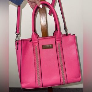 Wrangler Hot Pink Montana West Crossbody Tote Bag with Whipstitch Work